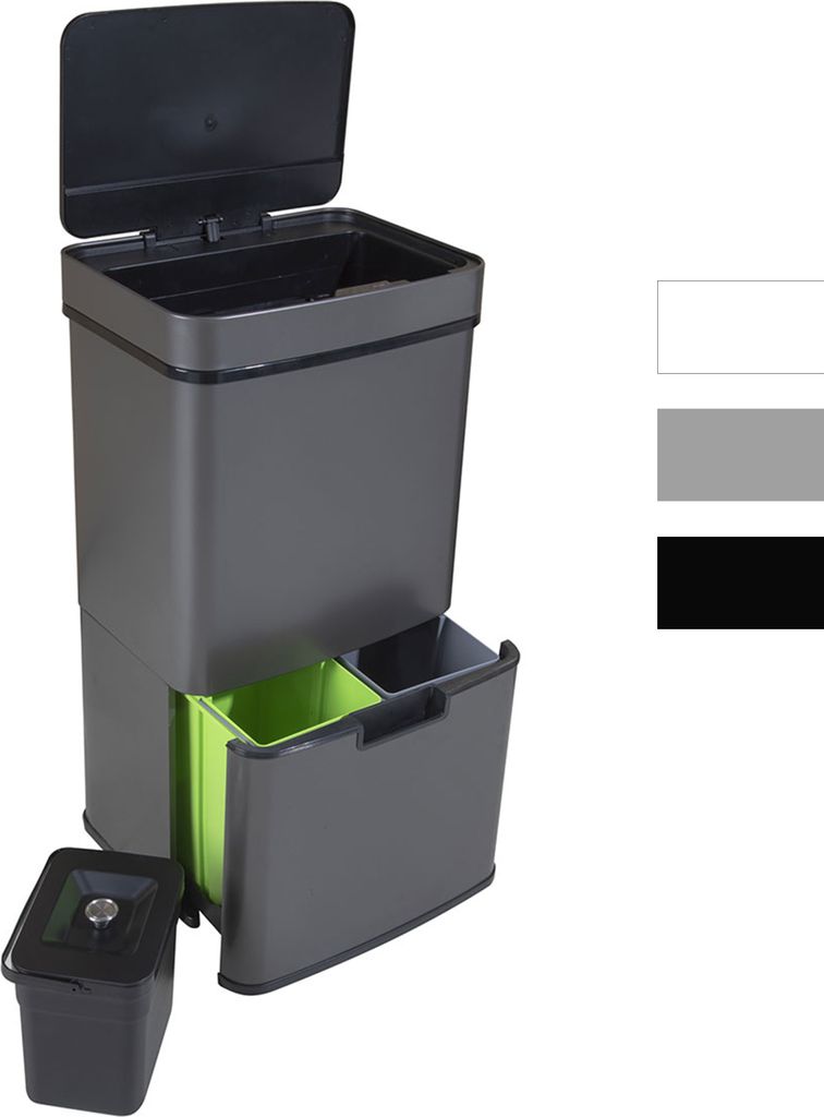 Sensor Mülleimer 72 L,  4 Fächer, Grau Produktbild 