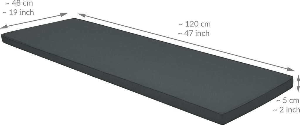 Beautissu Bankauflage Base BK, 120x48x5cm, Graphitgrau Produktbild 