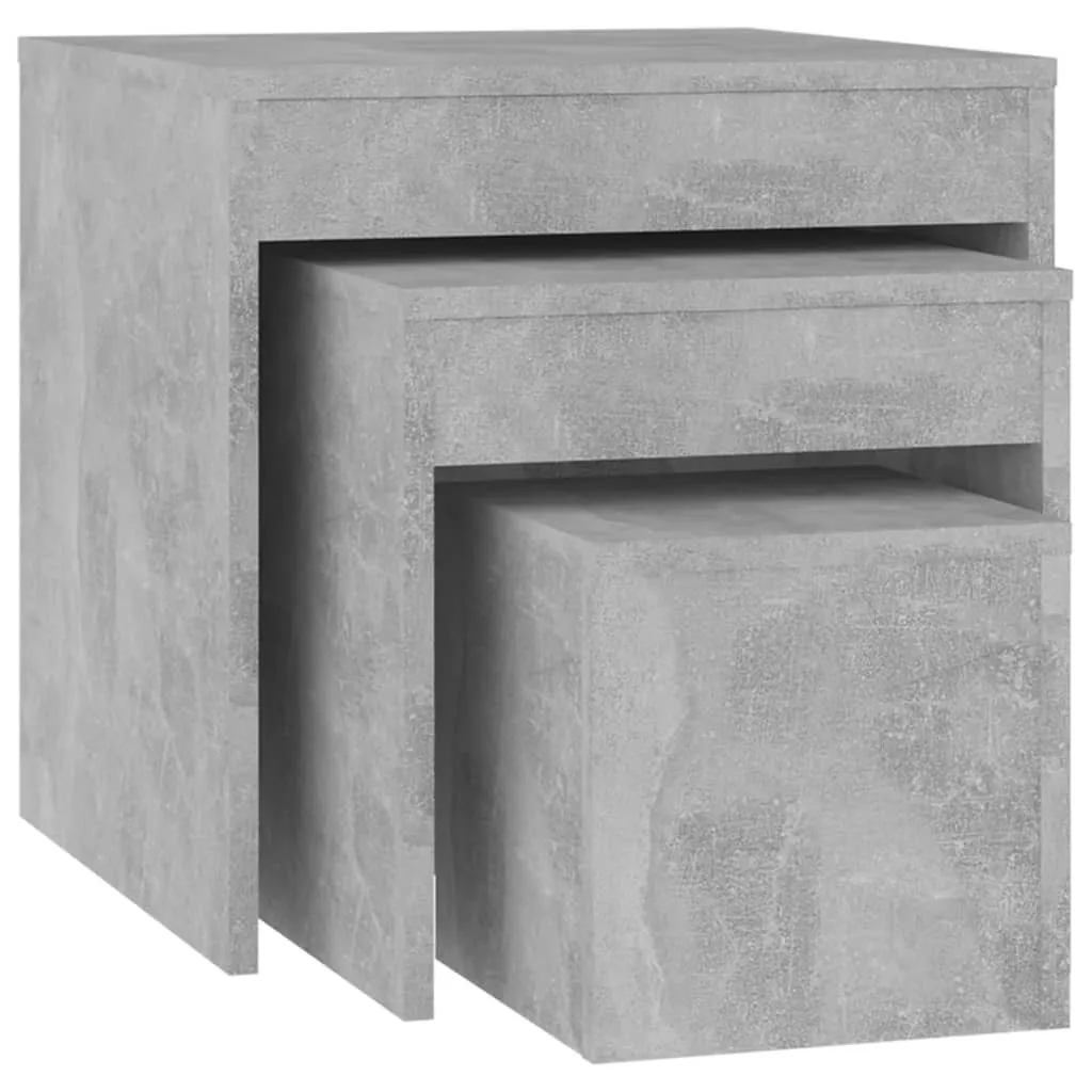 Set 3 Tavolini da Salotto Grigio Cemento in Legno | Tris Salvaspazio