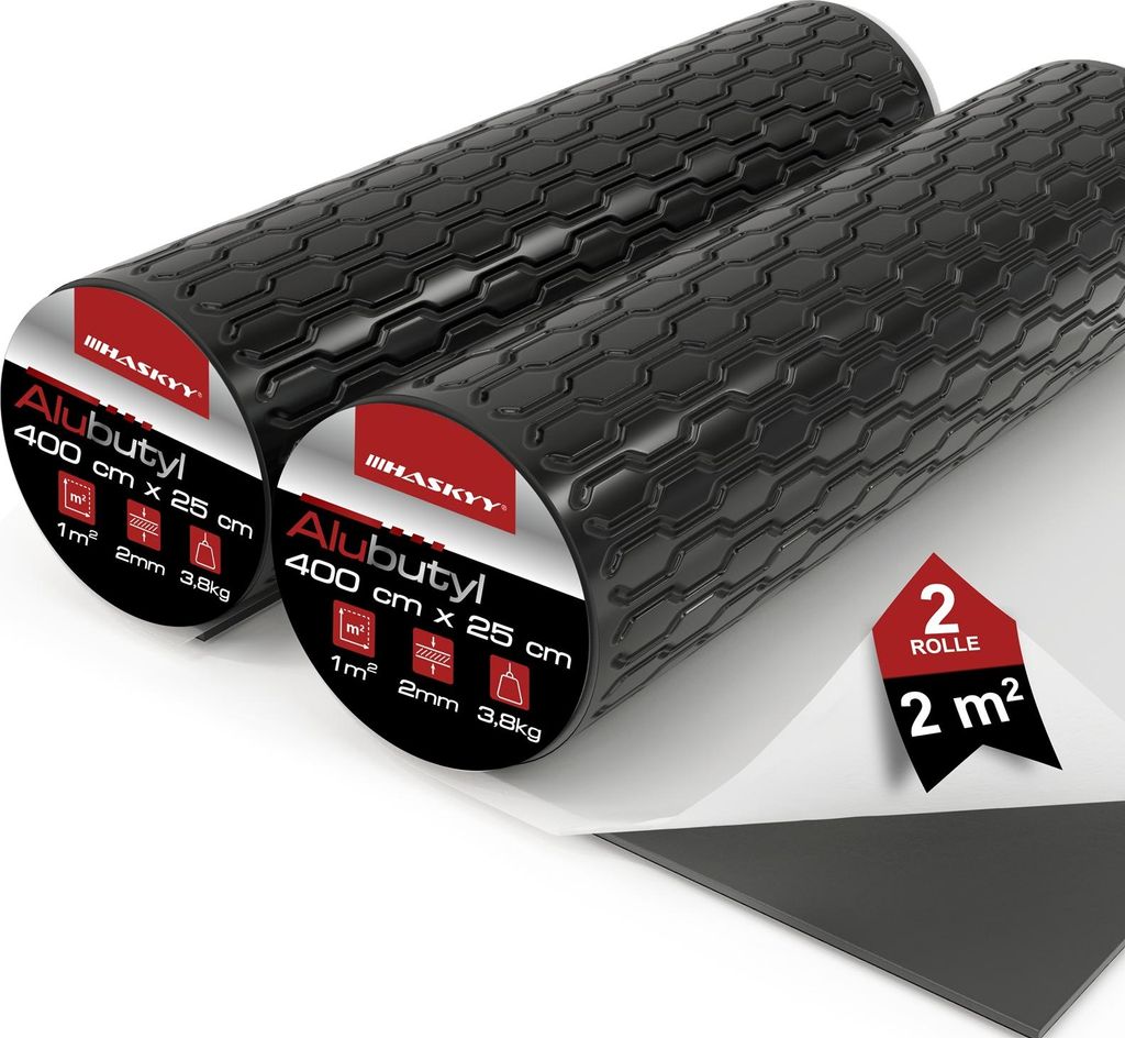 HASKYY 400x25 cm Alubutyl Dämmatte Anti Dröhn Selbstklebend Produktbild 
