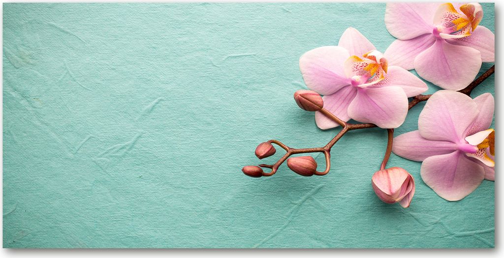 Tulup Glas-Bild -140x70- Wandkunst Dekorative Wand für Küche & Wohnzimmer - Blumen & Pflanzen - Orchidee - Rosa