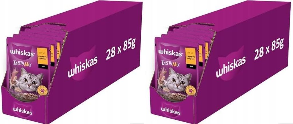 Whiskas Adult 1+ Tasty Mix Cremige Variationen Katzenfutter mit Lamm und Pute in Soße 2 x 28 x 85g (56 Beutel)
