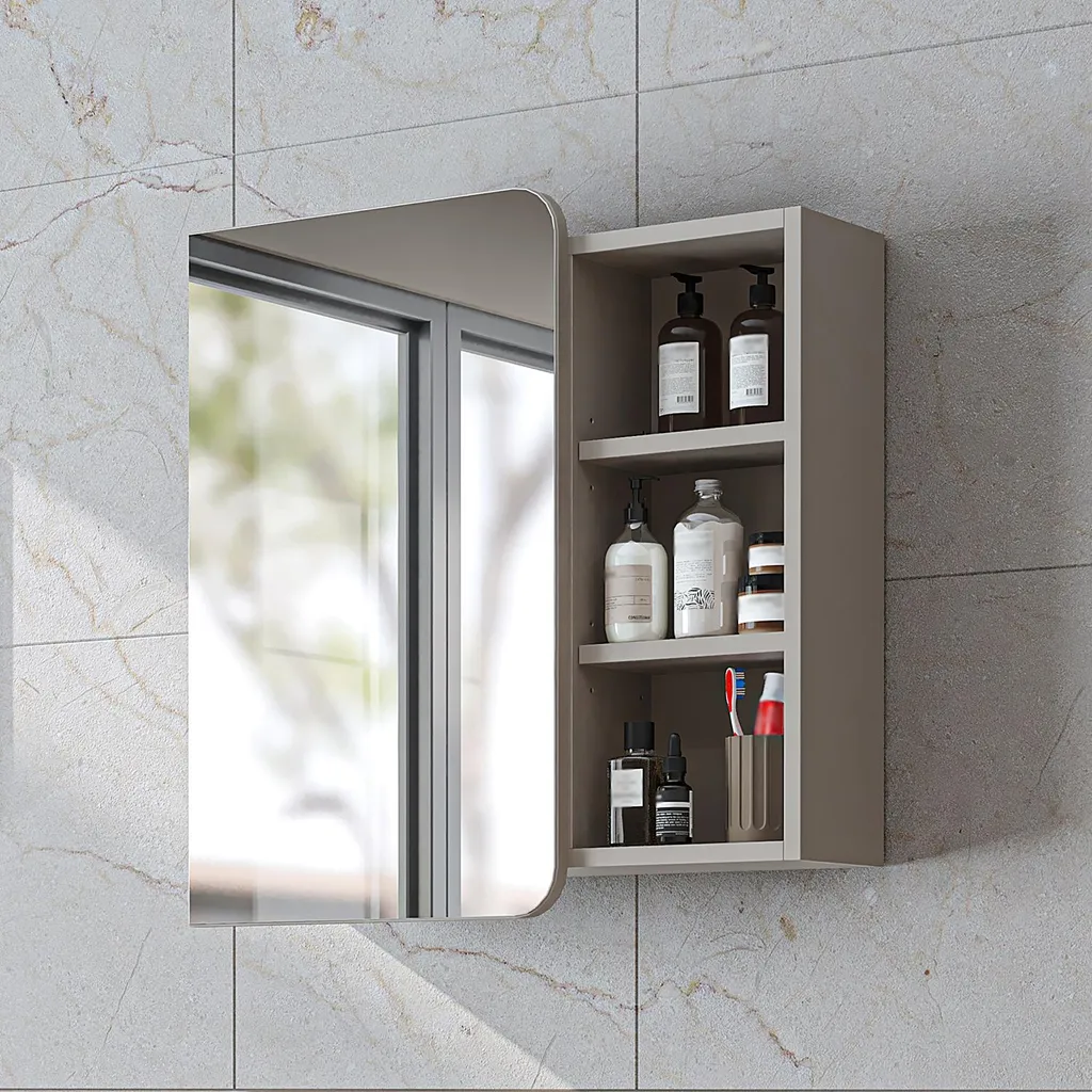 Rangement mural salle de bain Beige LYCIA-72 - Armoire 60x16x70 cm