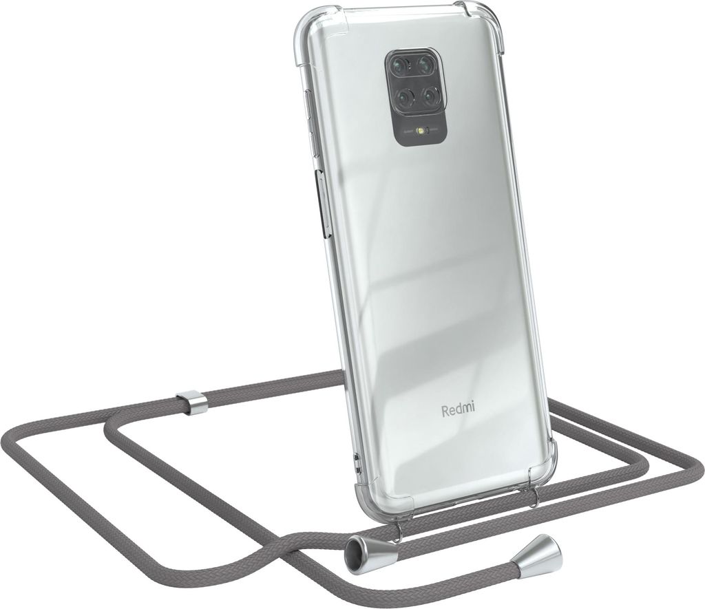 EAZY CASE Handykette mit Hülle für Xiaomi Redmi Note 9S / 9 Pro / 9 Pro Max Backcover Handykette, zum Umhängen in Dunkelgrau