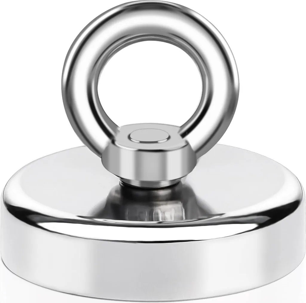 Aimant de Traction 120kg Ultra Fort Néodyme 60mm avec Anneau de Levage
