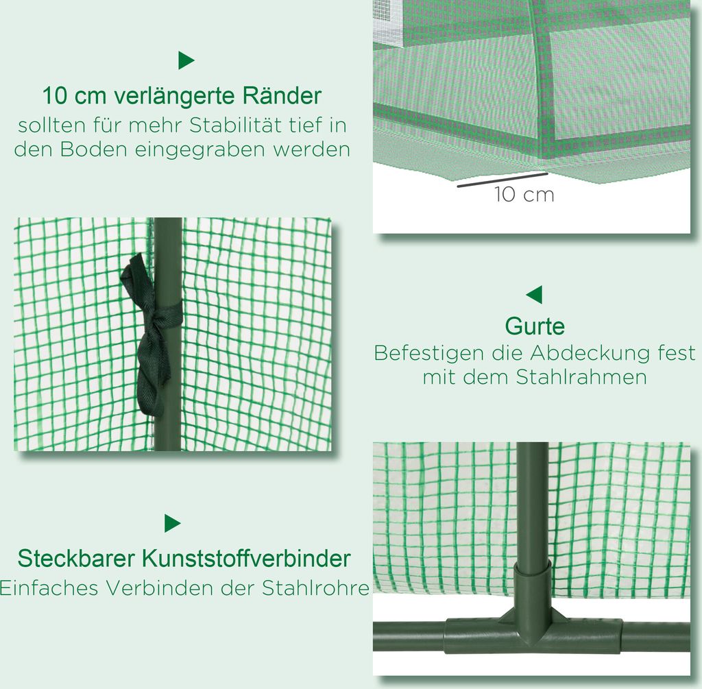 Outsunny Foliengewächshaus Mini Tunnelgewächshaus mit Mesh Produktbild 6