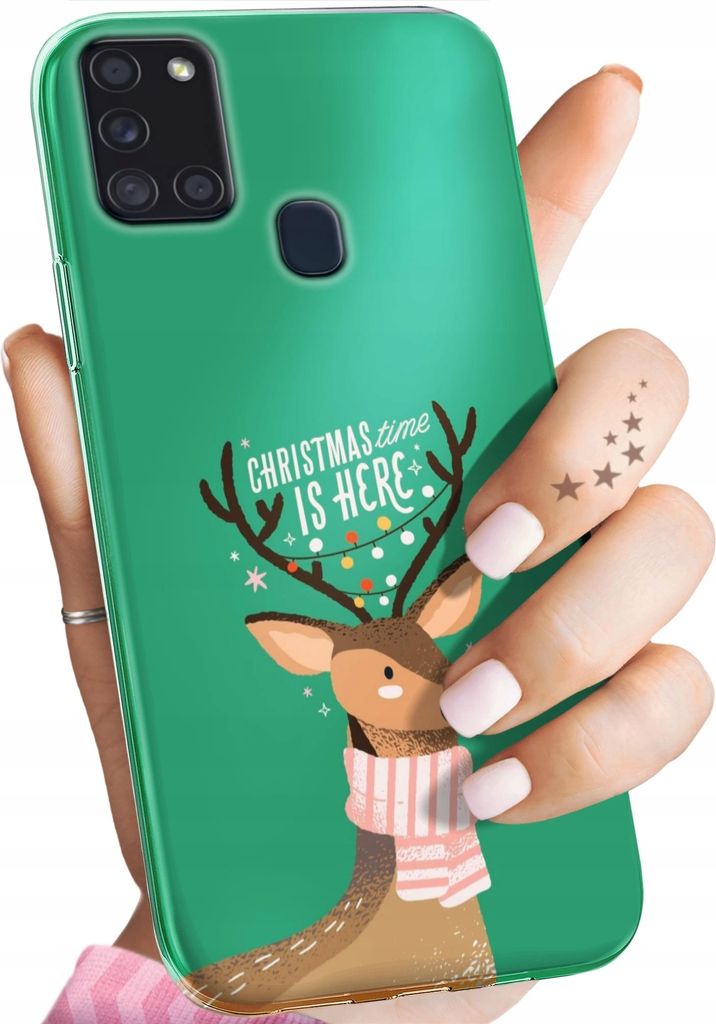Bunt Hülle für SAMSUNG GALAXY A21S Schutzhülle Handyhülle Handy TPU Silikon Case Slim Cover Case Weihnachten Rudolf