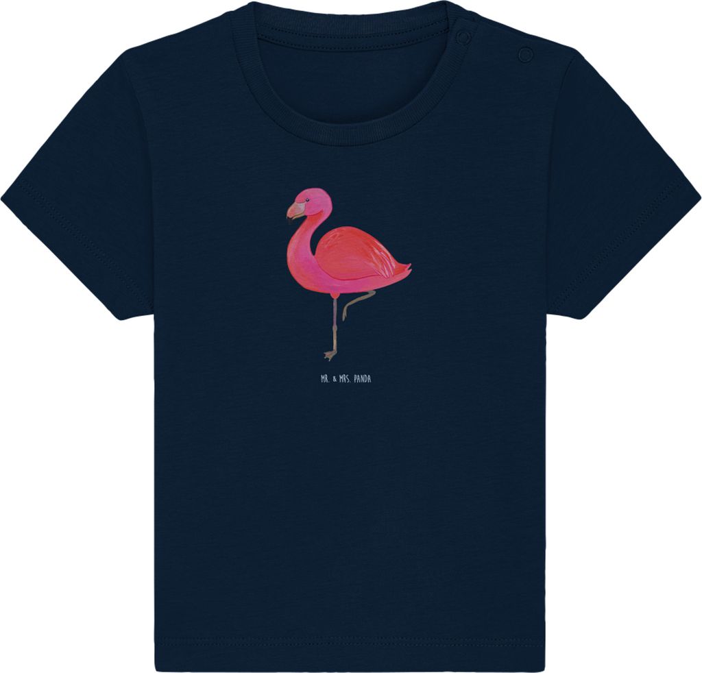 Mr. & Mrs. Panda Babyshirt Flamingo Classic 24. - 36. Monat - French Navy - Geschenk, Organic Baby T-Shirt, Rosa, , Oberteil, Kleinkind, Einzigarti...