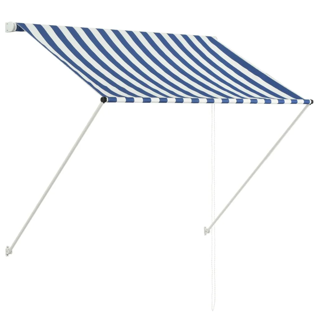 Tenda da Sole Retrattile 150x150 cm Blu e Bianca | Parasole per Esterno