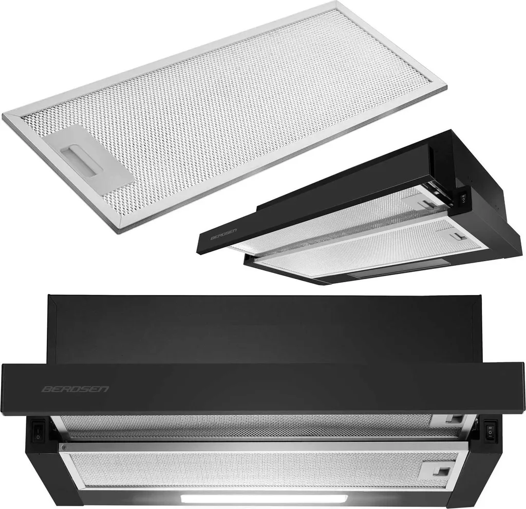 Hotte télescopique design noir mat Berdsen BT-230 avec éclairage LED