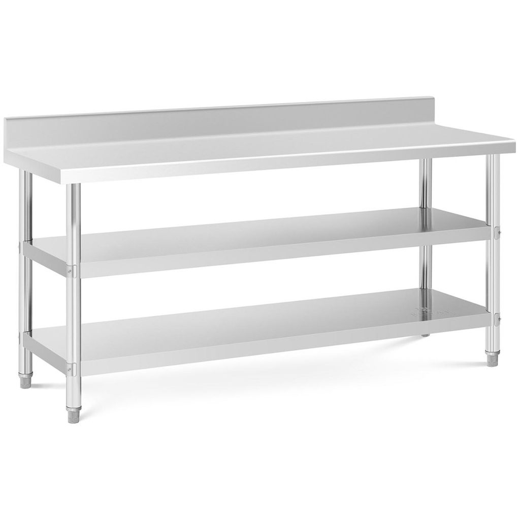 Expondo Royal Catering Edelstahl-Arbeitstisch - ECO - 180 x 60 cm - 500 kg - Zwischenboden -
