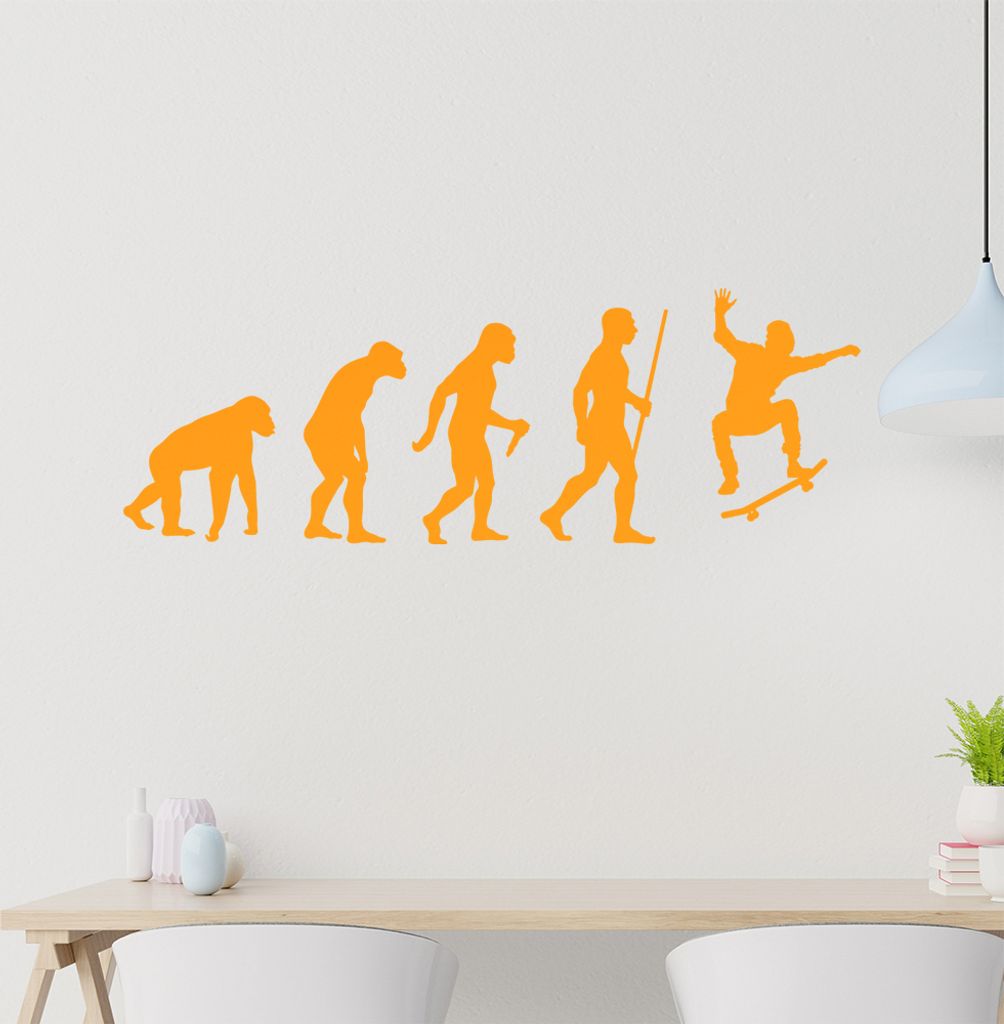 Skateboard Skaten Evolution Wandtattoo Wandaufkleber Wall Sticker - Dekoration, Küche, Wohnzimmer, Schlafzimmer, Badezimmer