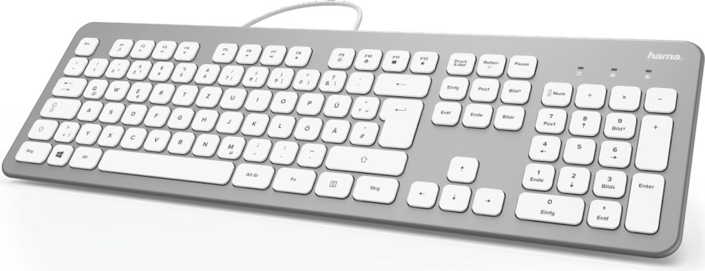 hama KC-700 Tastatur kabelgebunden silber, weiß Produktbild 