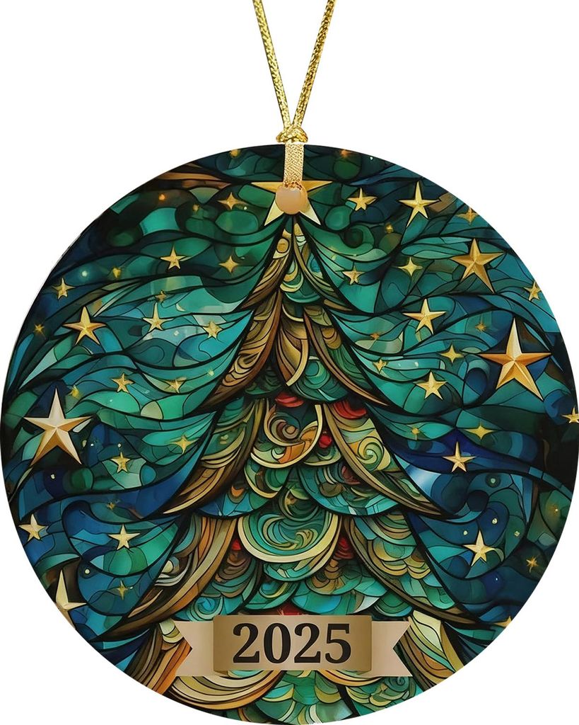 Traumhafter Weihnachtsbaumschmuck aus funkelndem Acryl mit goldener Schnur – ein festliches Erinnerungsgeschenk für Familie und Freunde
