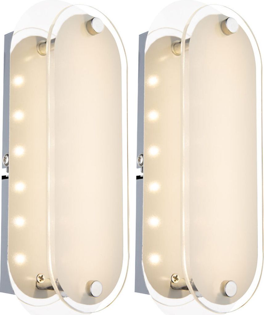 2x LED Wandleuchte, Glas satiniert klar, Chrom, L 19 cm Produktbild 
