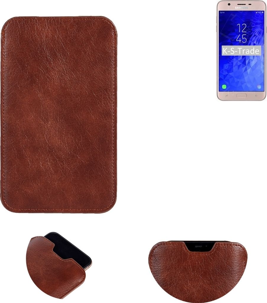 K-S-Trade Schutzhülle Handyhülle kompatibel mit Samsung Galaxy J7 Refine (2018) Handytasche Kunstleder Sleeve in braun