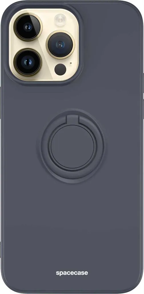Custodia Elegante iPhone 14 Pro Max SPACECASE Nero Silicone Anello - 7