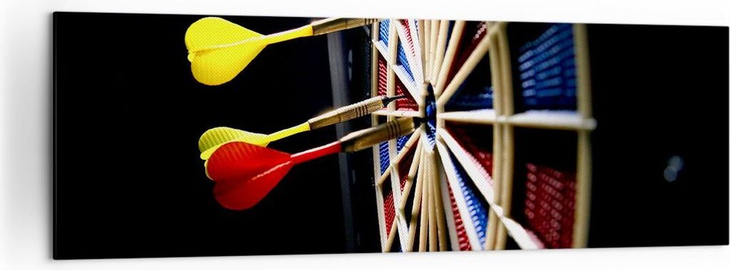 Bild auf Leinwand - Leinwandbild - Pfeil Darts Spaß Schild - 160x50cm - Wand Bild - Wanddeko - Leinwanddruck - Bilder - Kunstdruck - Wanddekoratio...