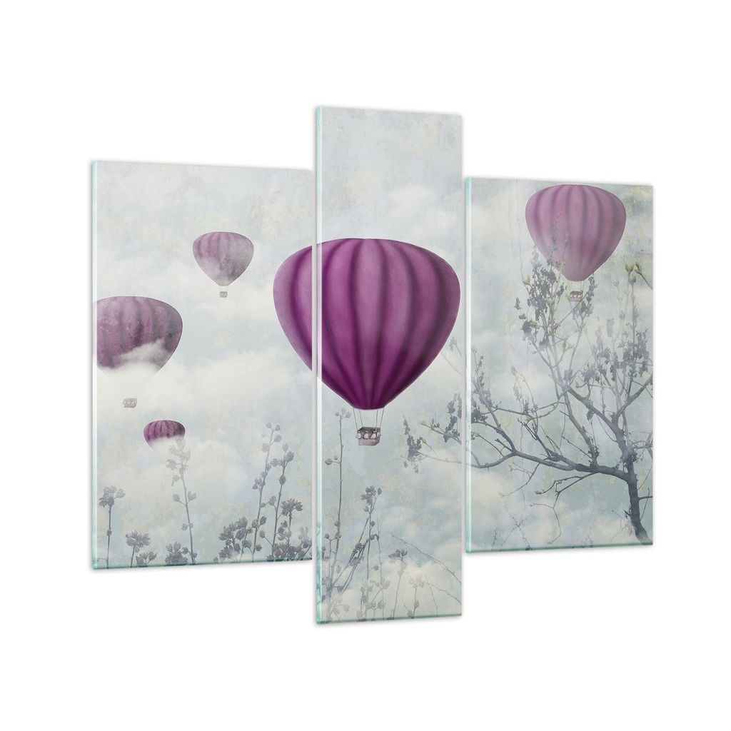 Bilder auf glas - Ballon Baum Flug - 95x80cm - Glasbilder - Wandbilder - Kunstdruck - zum Aufhängen bereit - Wanddekoration aus Glas - Glas Bilder...