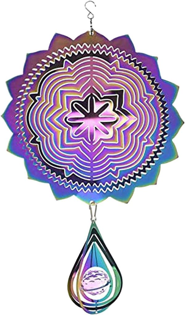Edelstahl Windspiel, 3D Vogelabwehr Windspiele fš¹r Drau?en H?ngend Wind Spinner 30cm, Bunte Rotierendes Windspiel fš¹r Outdoor Indoor Wohnzimm...