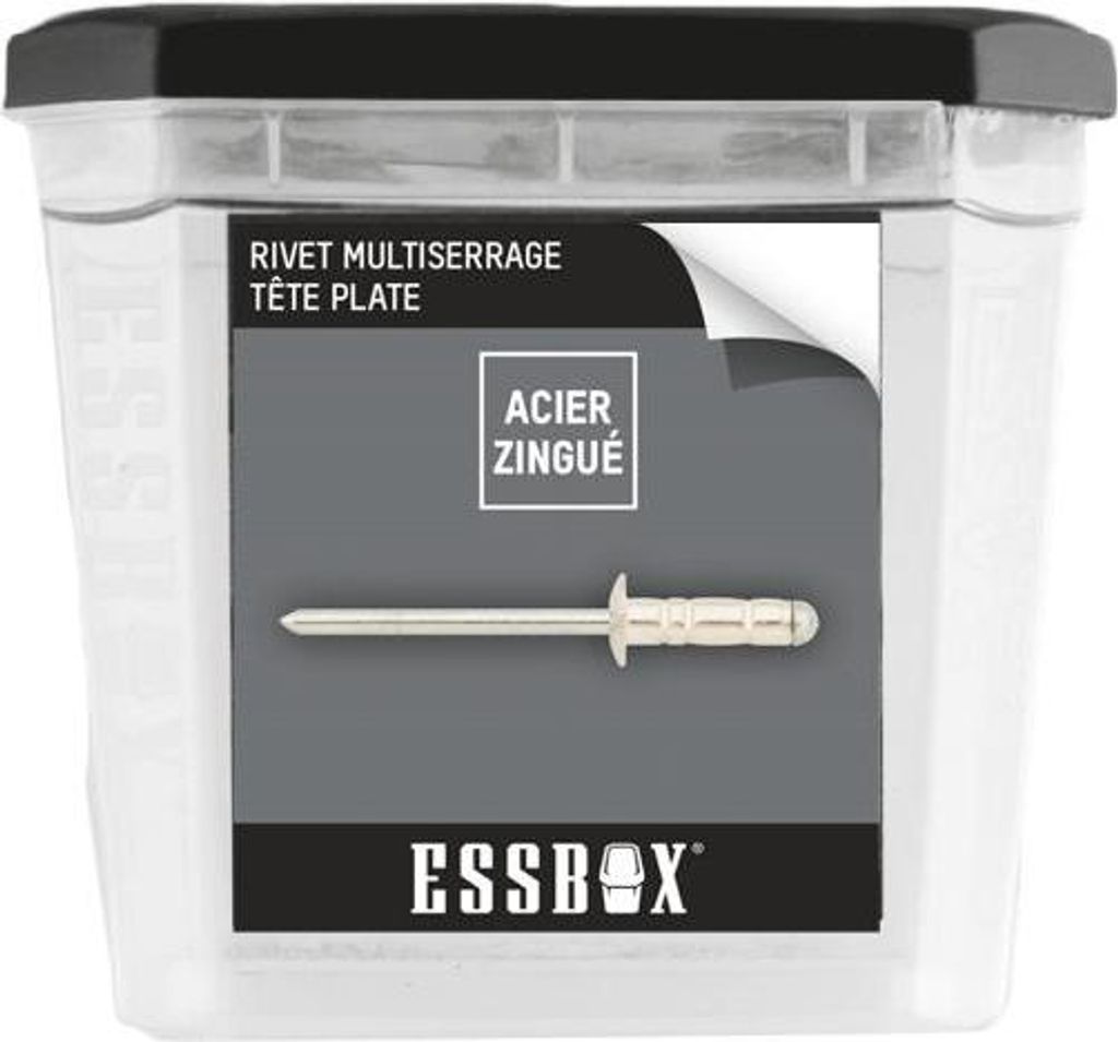 ESSBOX SCELL-IT Standardniete Alu/Stahl - Flacher Kopf - Ø4,8 mm x 20 mm - Schachtel mit 250 Stück - EX-9445124820