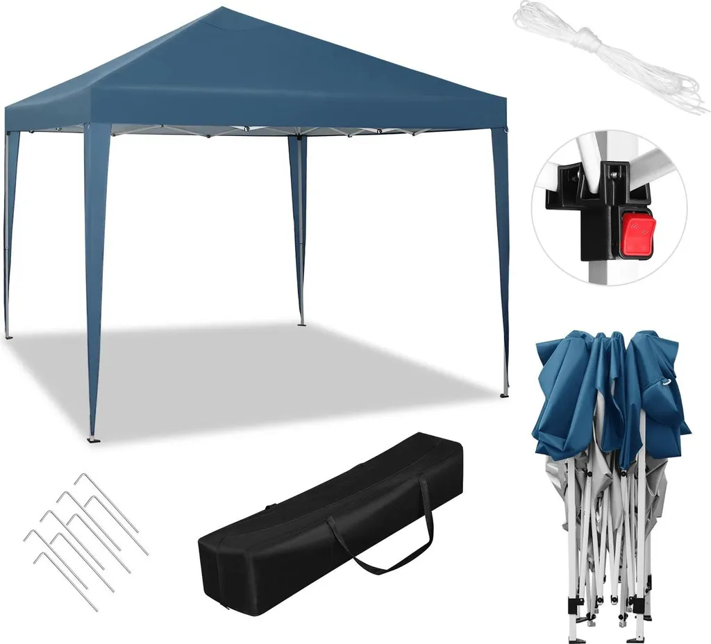 Tente de Réception pour Mariage et Fête - Tonnelle de Jardin Pliable Bleue