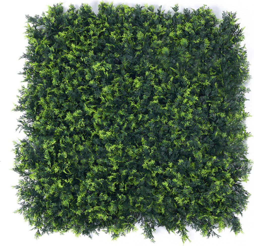 Buxibo Kunsthecke Set - 4x50x50 cm - Grüne Wand - Künstlicher Olivenbaum - Balkonsichtschutz - Kunstpflanzen innen/außen - Olive