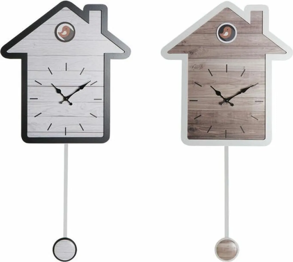 Horloge murale DKD Home Decor 32x5x56 cm Naturel et Blanc en Bois MDF