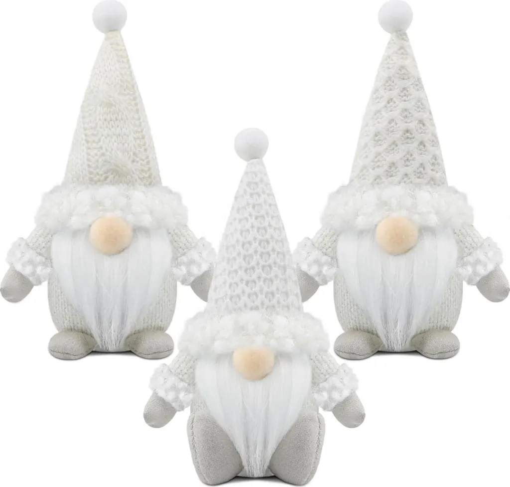 Lutins de Noël en peluche blanche Gehydy - Finition douce et élégante