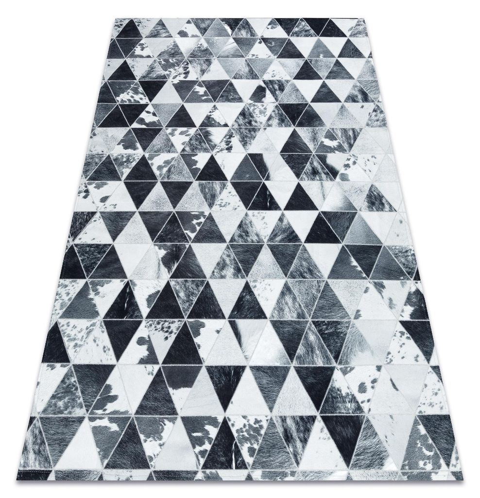 Teppich PATCHWORK 21722 grau - Rindsleder, Dreiecke Grau 160x230 cm
