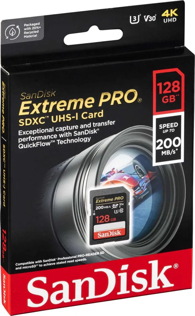 SanDisk Extreme Pro 128GB SDXC UHS-I V30 | Scheda SD Professionale 200MB/s