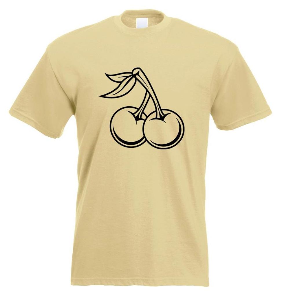 Kiwistar - T-Shirt - Khaki - Kirschen Obst Comic Motiv Bedruckt Funshirt Design Print - mit Motiv Bedruckt - Funshirt Design - Sport - Freizeit - H...