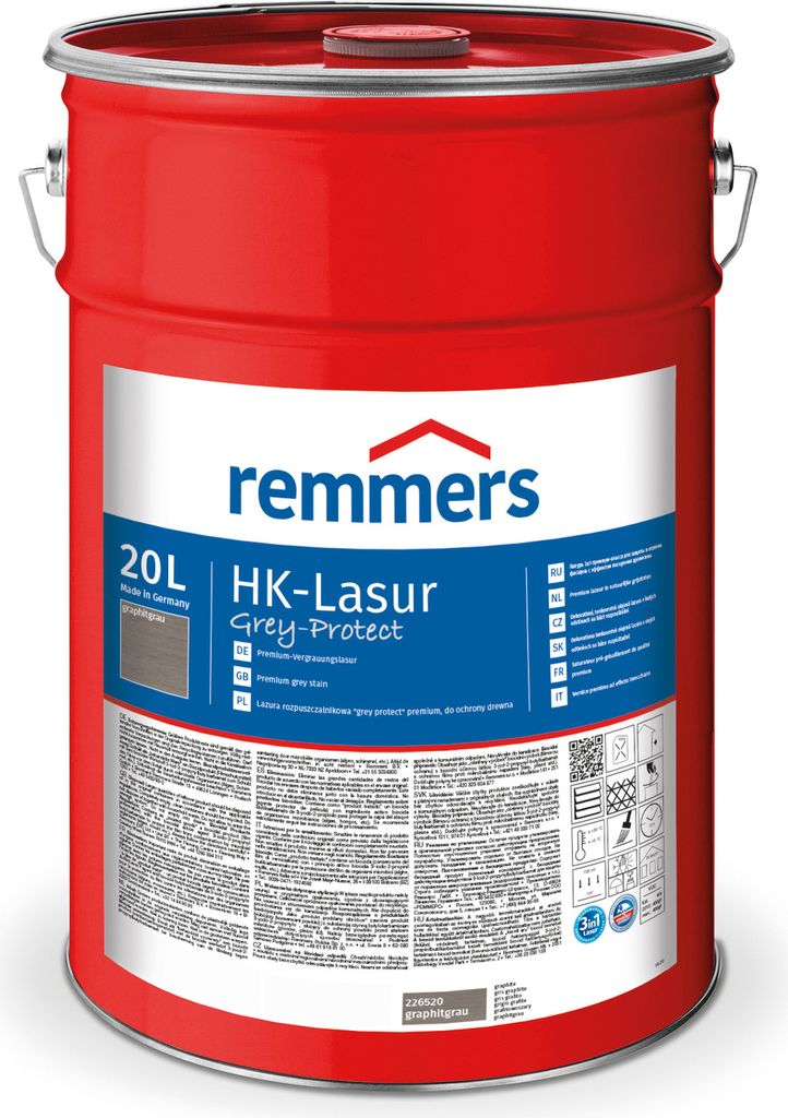 Remmers HK-Lasur 3in1 Grey-Protect graphitgrau (FT-25416) 20 l, Holzlasur aussen