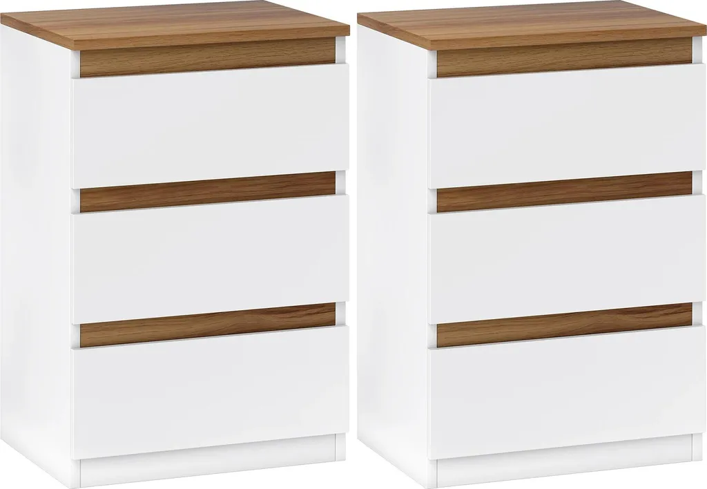 Tables de chevet lot de 2 avec 3 tiroirs blancs style marocain 40x30cm