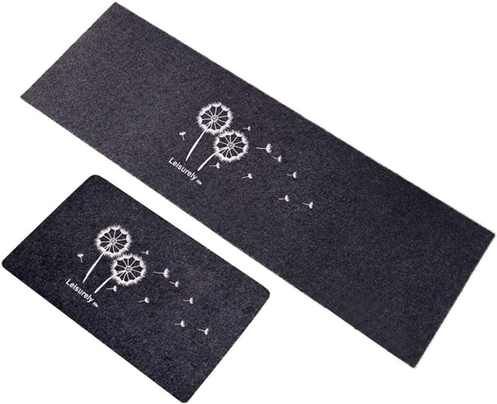 2-teiliges Küchenläufer-Set, waschbar, rutschfest, Küchenmatte, waschbarer Teppichläufer, Fußmatte, Badematte (Grau)