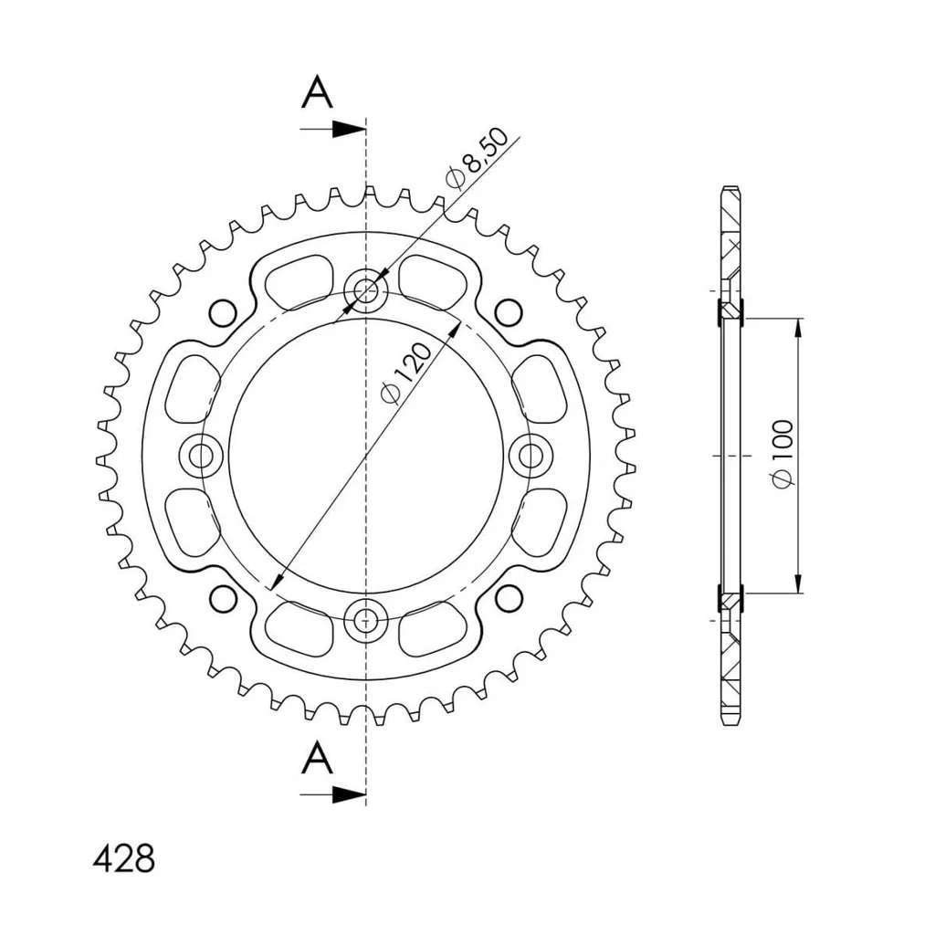 Couronne de Transmission 44 Dents Supersprox pour Chaîne 428