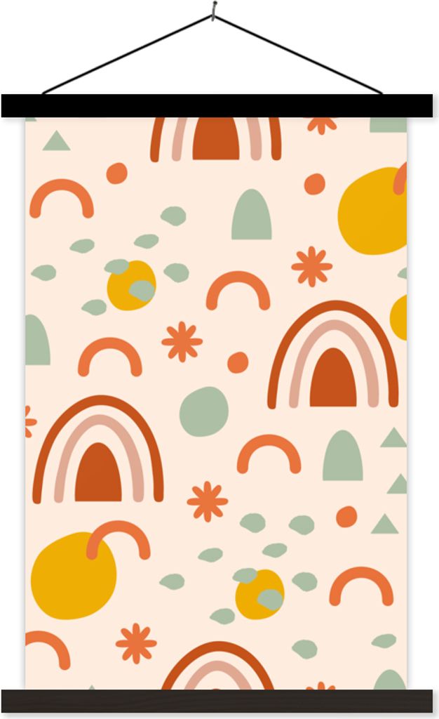 MuchoWow Textilposter Regenbogen - Muster - Sommer 60x90 cm mit schwarzem Rahmen - Poster Wohnzimmer