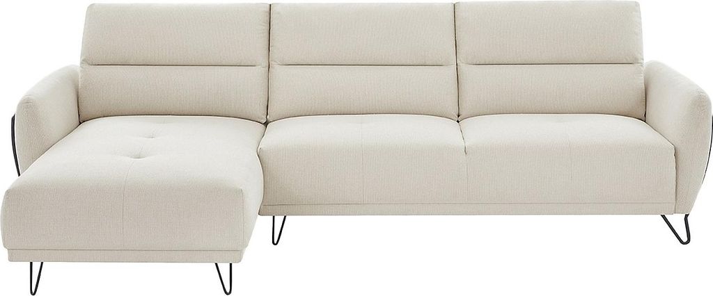 Linkes Ecksofa mit verschiebbarer Rückenlehne und beigem Strukturbezug - DURIMA