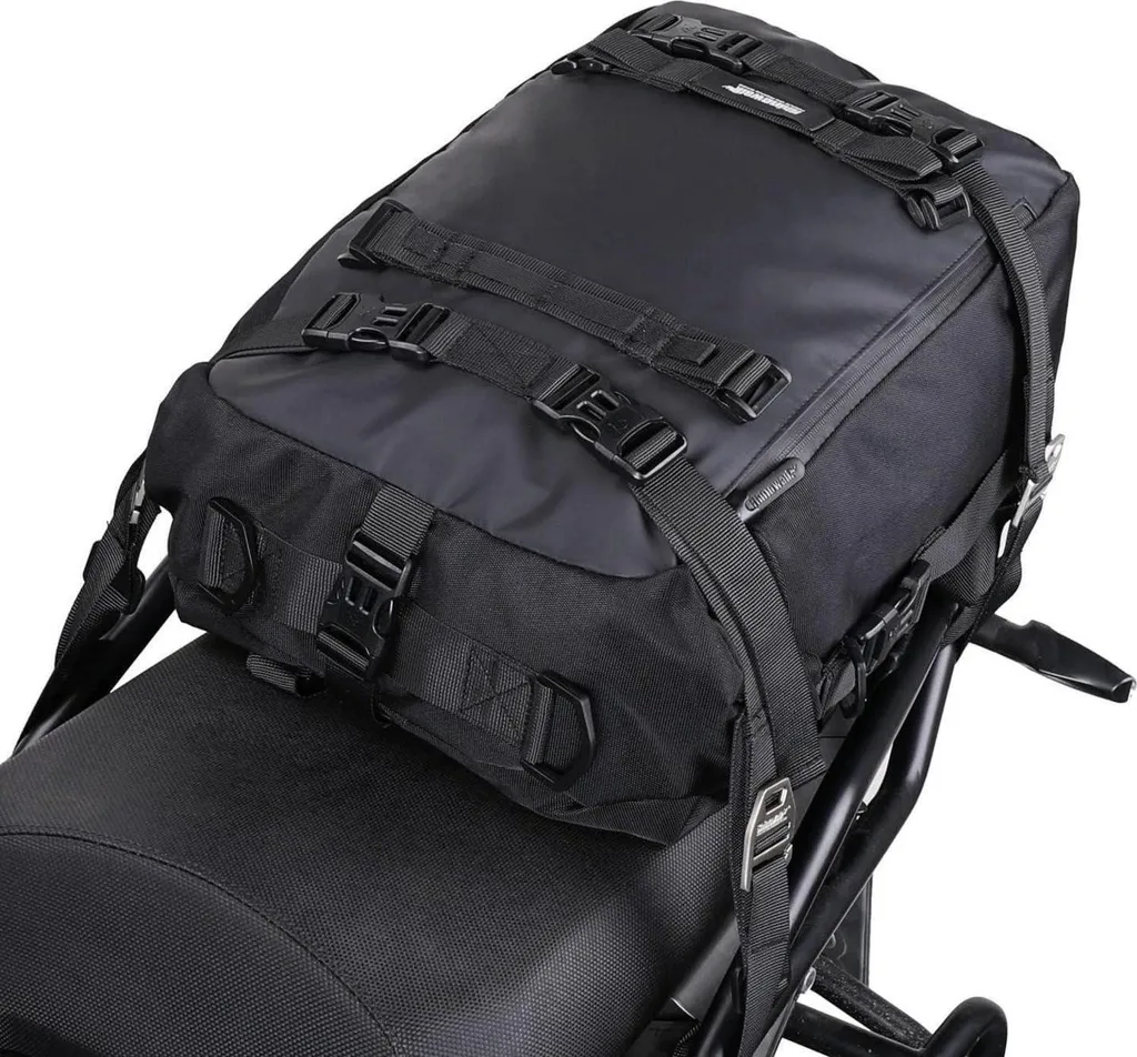 Sac à Dos Moto Étanche Noir 10/20/30L avec Fermeture Roll-Top Robuste