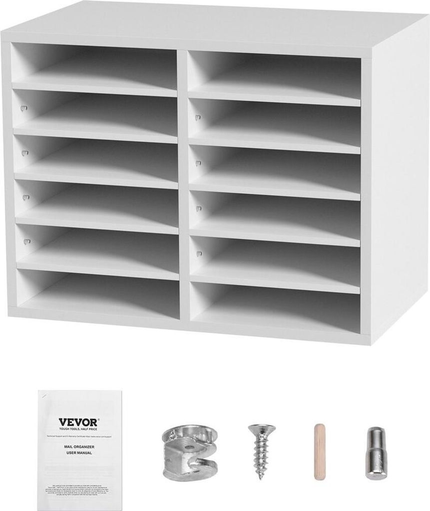 Literatur-Organizer, 12 Fächer Büro-Briefkasten mit verstellbaren Einlegeböden, Holz-Literatur-Sortierer 20,4 x 12 x 16,1 Zoll für Büro, Zuhau...