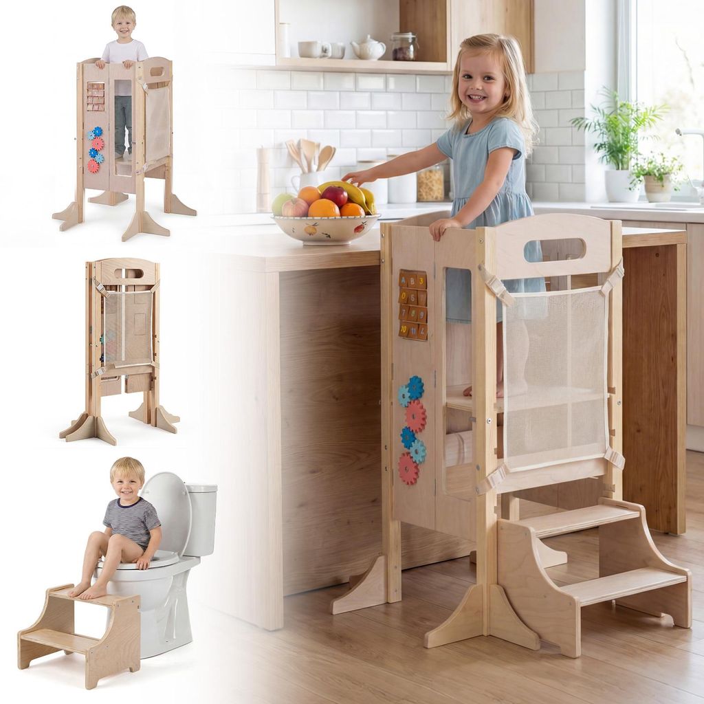 COSTWAY Skladacia učebná stolička, 3 v 1, Montessori Obrázok produktu 