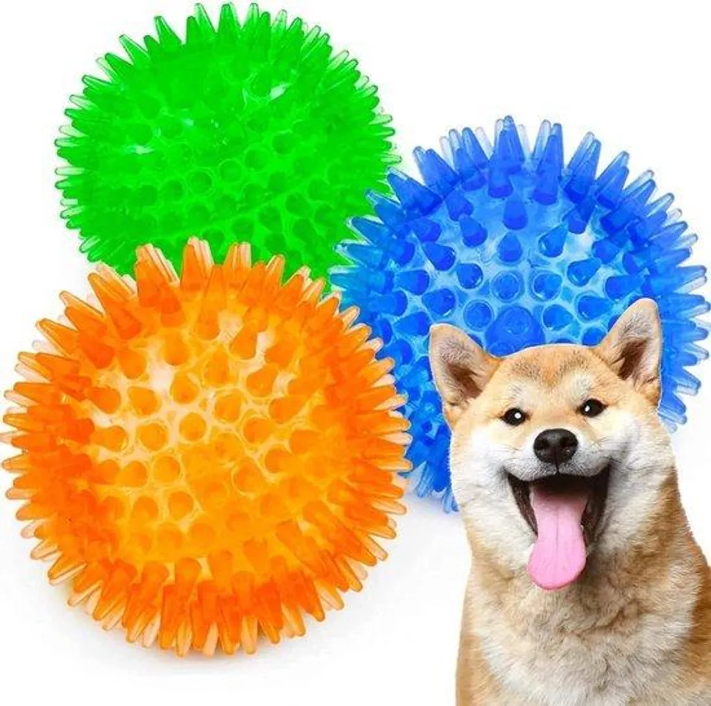 Jouet chien anti-ennui et soin des dents - Balle TPR robuste sifflet 3