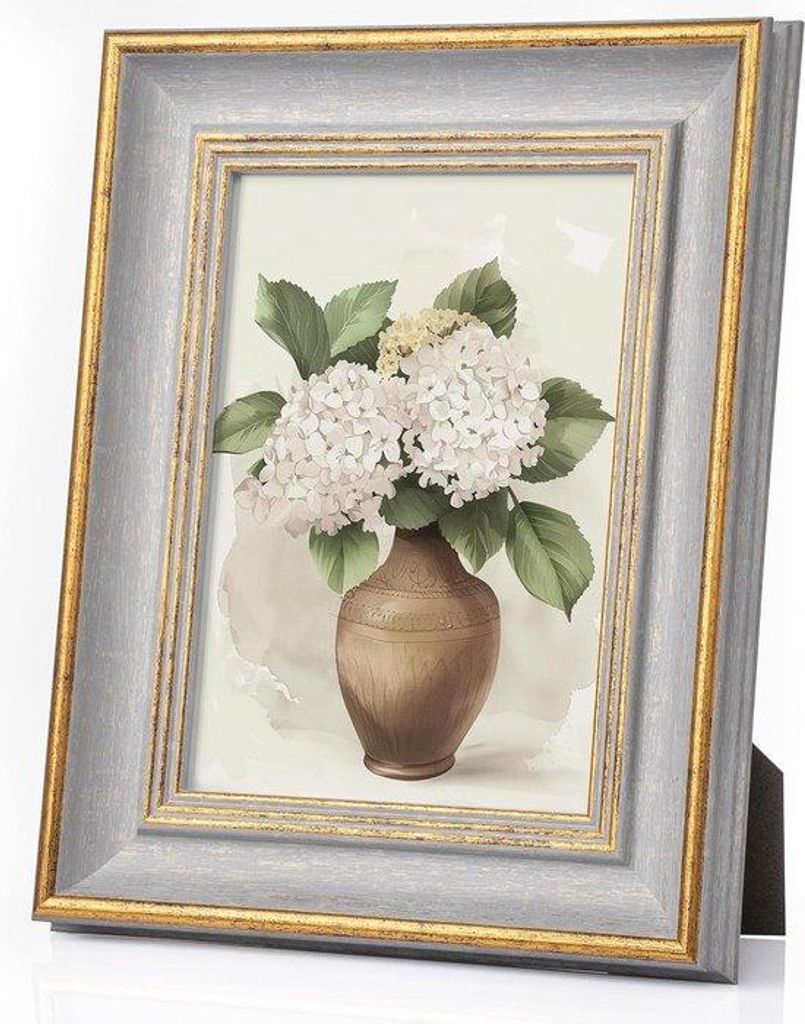 Vintage Fotolijst in Goud Retro Stijl mit Stand, 13 x 18 cm, Grau, Tafelblad, Klassische Fotohalterung