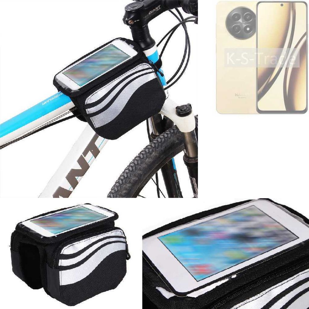 K-S-Trade Rahmentasche Fahrrad-Halterung kompatibel mit Realme Narzo N65 5G Rahmenhalterung Fahrrad Handyhalterung Fahrradtasche Handy Smartphone