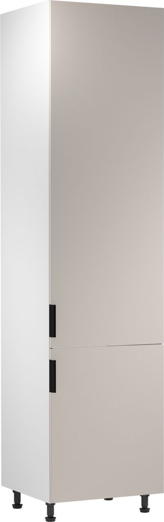 Kühlumbauschrank 60 cm mit 2 Türen küchenmöbel Küchenblock, Sorento D60ZLN Weiß/Beige