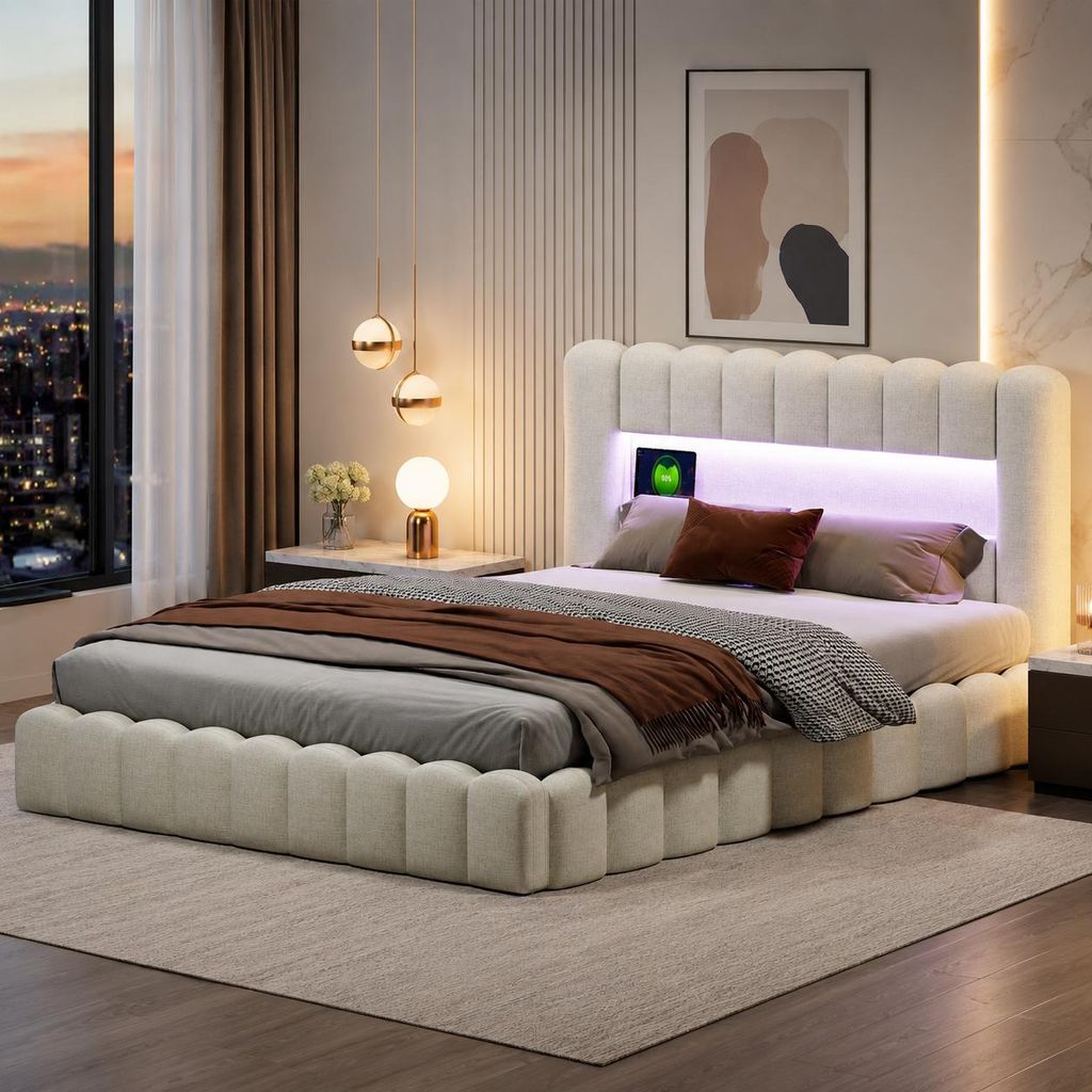 INONEFT Polsterbett Bubble Bett 180x200 cm mit Produktbild  KI-generiertes Bild
