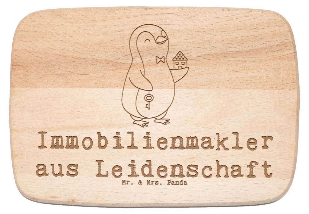 Mr. & Mrs. Panda Holz Schneidbrett Immobilienmakler Leidenschaft - Transparent - Geschenk, Küchenbrett, Ausbildung, Spruch, Schneidebrett, Frühst...