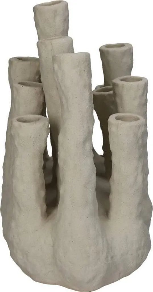 Porte-fleurs XL Corail et Écru en Céramique Multi-Vase - 27x16x24 cm