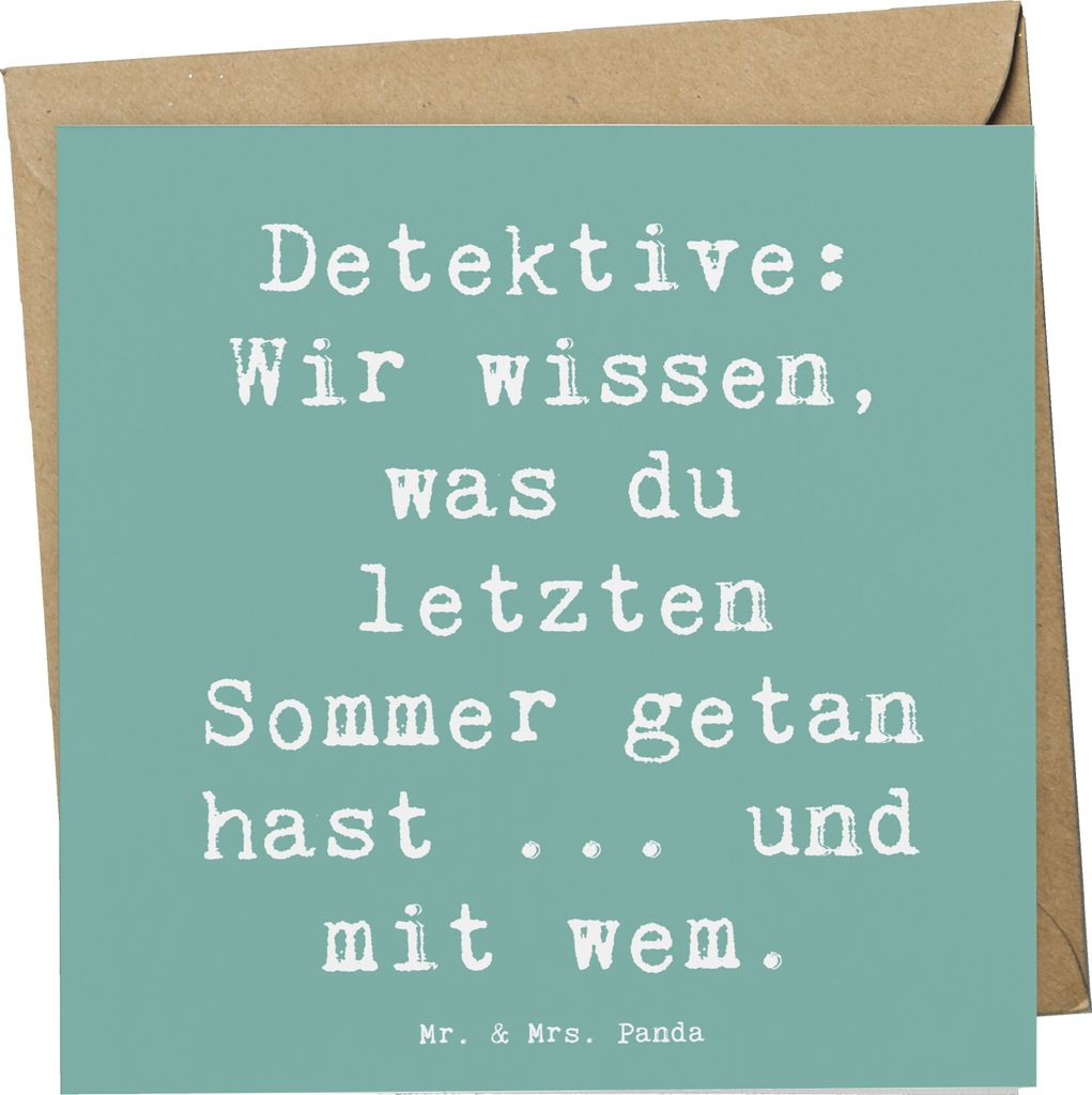 Mr. & Mrs. Panda Klappkarte Spruch Detektiv Geheimnisse - Meeresbrise - Geschenk, Botschaften entschlüsseln, Berufsalltag, faltkarte, Glückwunsch...