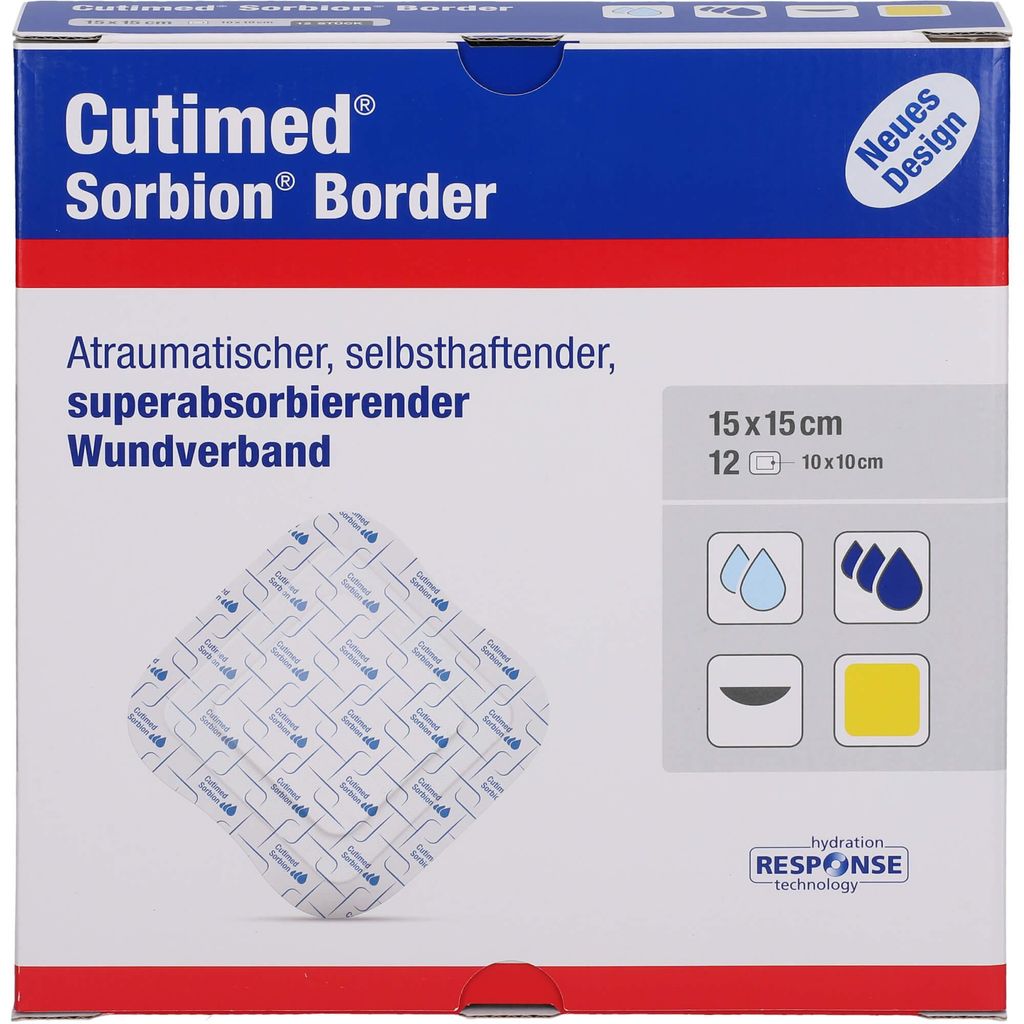 Cutimed Sorbion Border, 15 cm x 15 cm, 12 kompressen Productafbeelding 